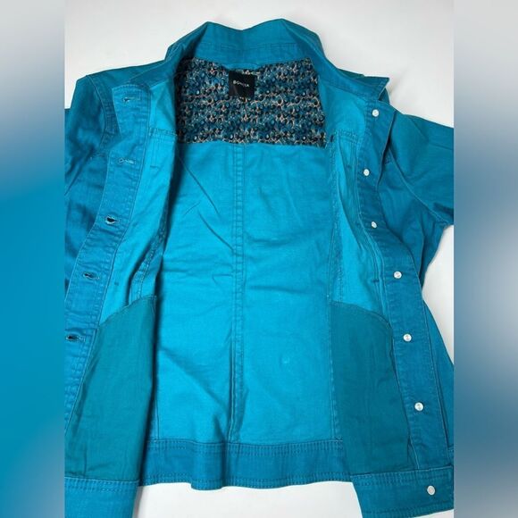 Women's Bonita Solid Teal Pockets Button Up Long Sleeve Jacket Size 44EU/12 US - Picture 9 of 15
